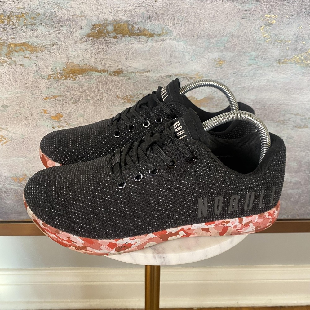 NOBULL Trainer Shoes Womens Size 7 Black Mesh Camo Sole Cross Training Sneakers
